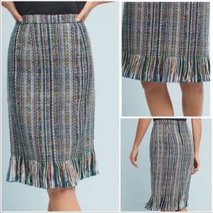Anthropologie Multicolor Fringe Skirt